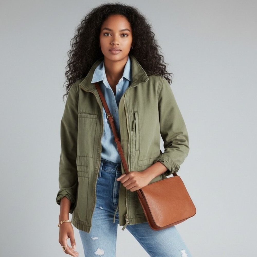 Madewell Olive Green Utility Field Jacket Size S Fleet Cotton